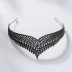 Baroque Gold Color Black Crystal Heart Bridal Jewelry Sets Rhinestone Crowns Tiaras Necklace Earrings Wedding Dubai Jewelry Set