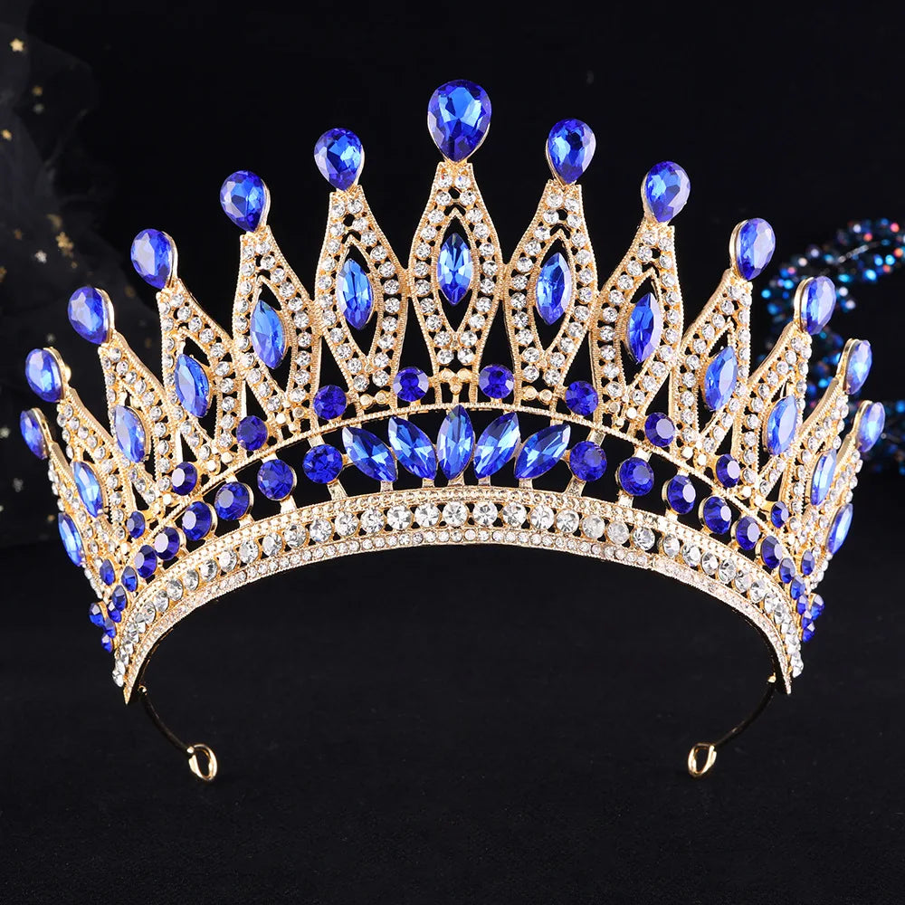 12 Colors Vintage Luxury Baroque Water Drop Crystal Tiaras Crowns For Women Wedding Party Bridal Hair Dress Jewelry Accessories