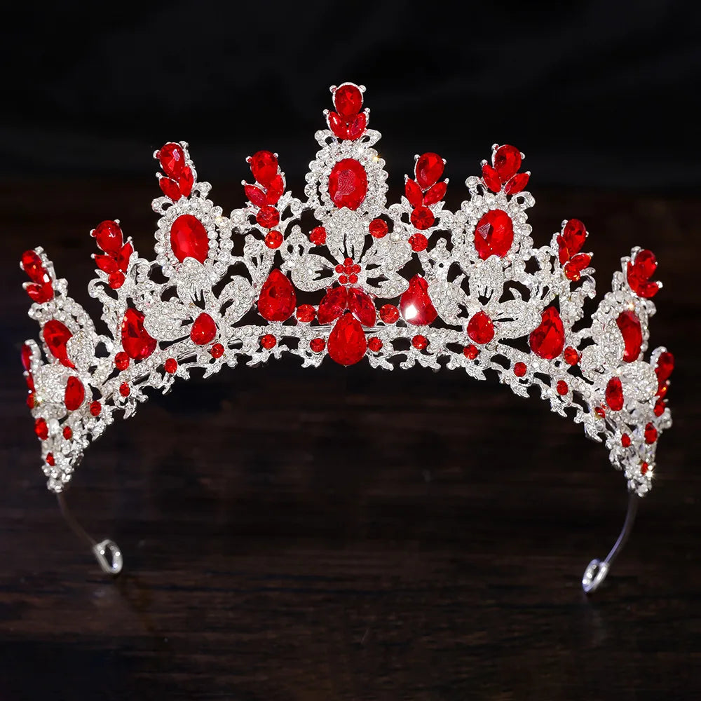 Luxury Water Drop Crystal Flower Bridal Tiaras Crown Rhinestone Pageant Diadem Headpieces Wedding Hair Accessories