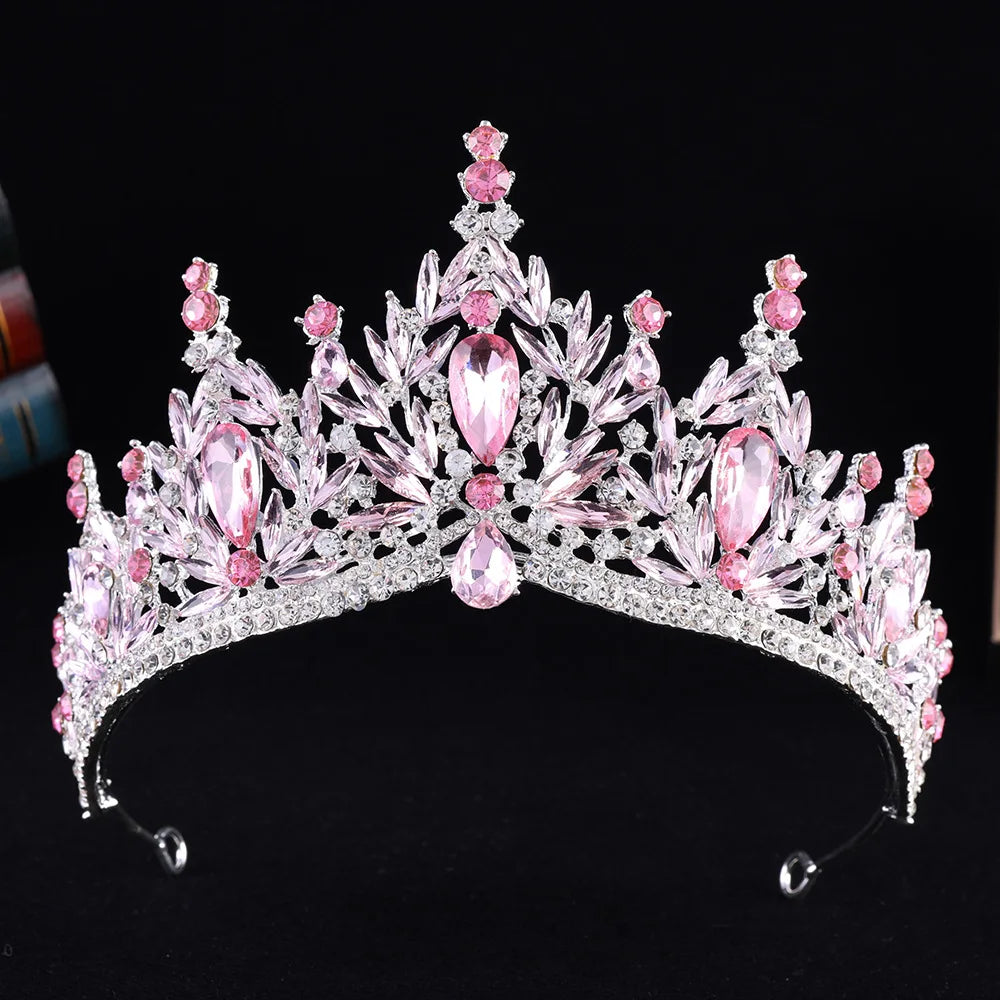 Luxury Water Drop Crystal Opal Bridal Tiara For Women Girls Headband Wedding Birthday Party Crown Hair Dress Accessories