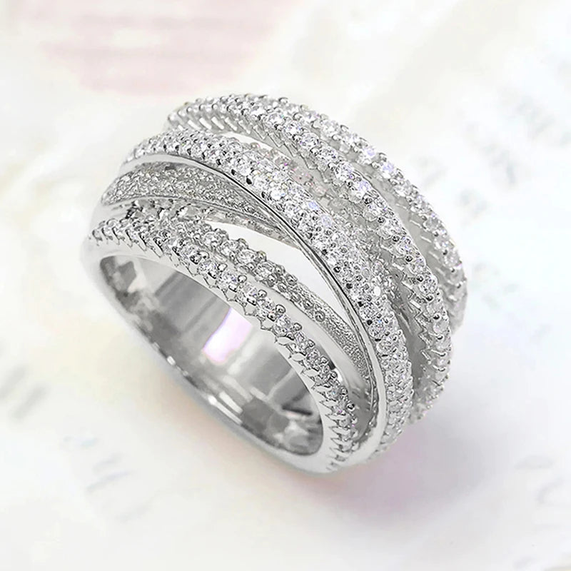 Multi Cross Rings for Women New Trendy Wedding Band Accessories Luxury Cubic Zirconia Fashion Jewelry