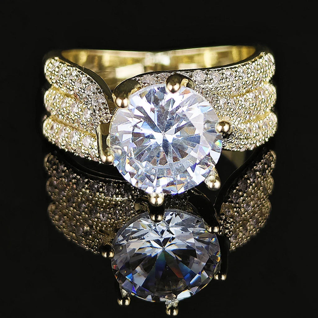 10MM Cubic Zirconia Wedding Bands Ring for Women Luxury Crystal CZ Ring Engagement Accessories