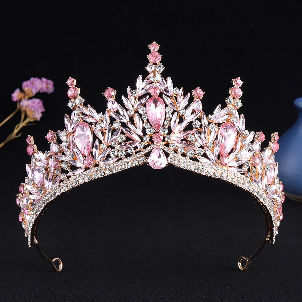 Luxury Water Drop Crystal Opal Bridal Tiara For Women Girls Headband Wedding Birthday Party Crown Hair Dress Accessories