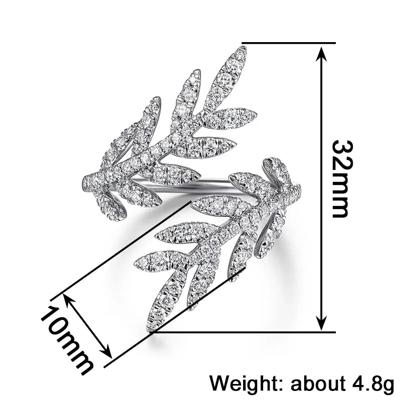 Fashion Opening Rings with Shiny Cubic Zirconia Delicate Elegant Female Accessories Temperament Party Jewelry