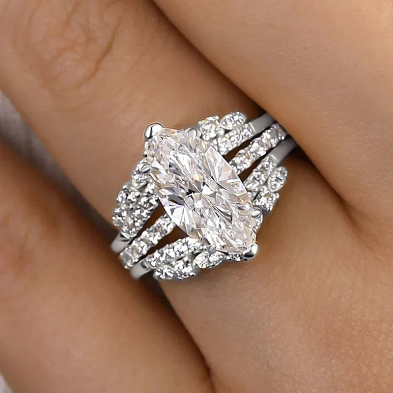 Attractive Wedding Rings Set for Women Delicate Temperament Engagement Jewelry Set Exquisite Bright Party Accessories Hot