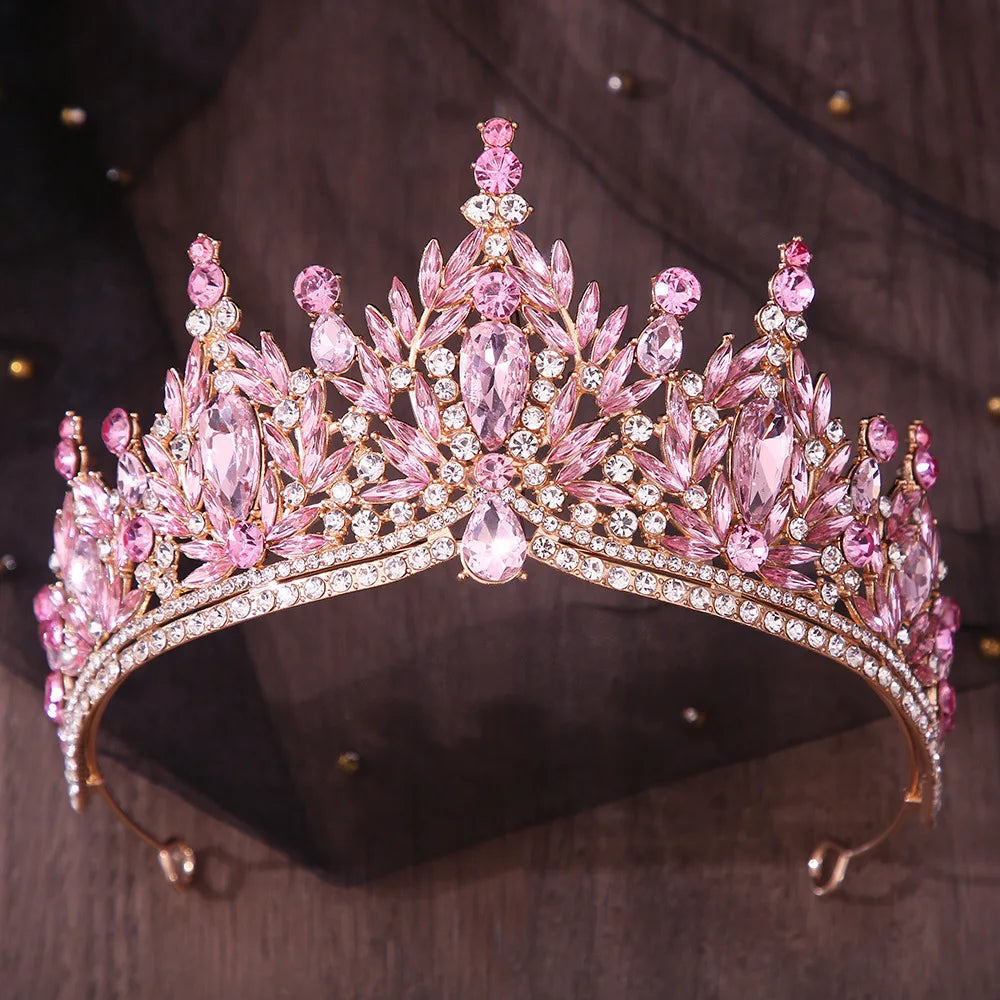 12 Colors Baroque Crystal Flower Tiara For Women Girl Party Luxury Bridal Diadem Bride Rhinestone Crown Hair Accessories Jewelry