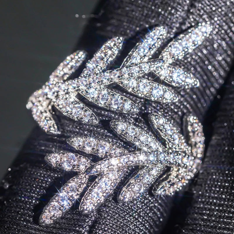 Fashion Opening Rings with Shiny Cubic Zirconia Delicate Elegant Female Accessories Temperament Party Jewelry