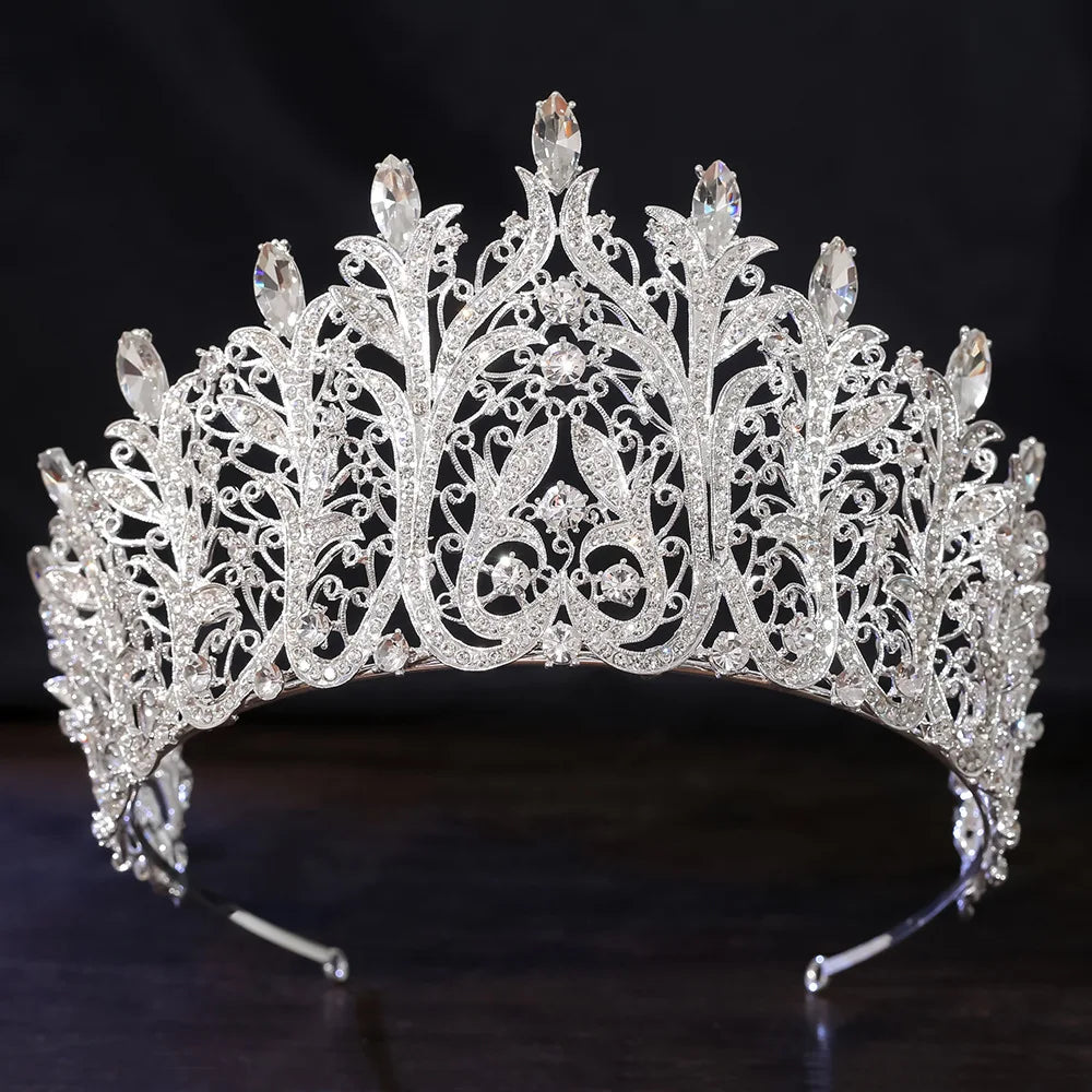 6 Colors Baroque Vintage Water Drop Bridal Crown Princess Big Tiara for Party Birthday Wedding Dress Hair Jewelry