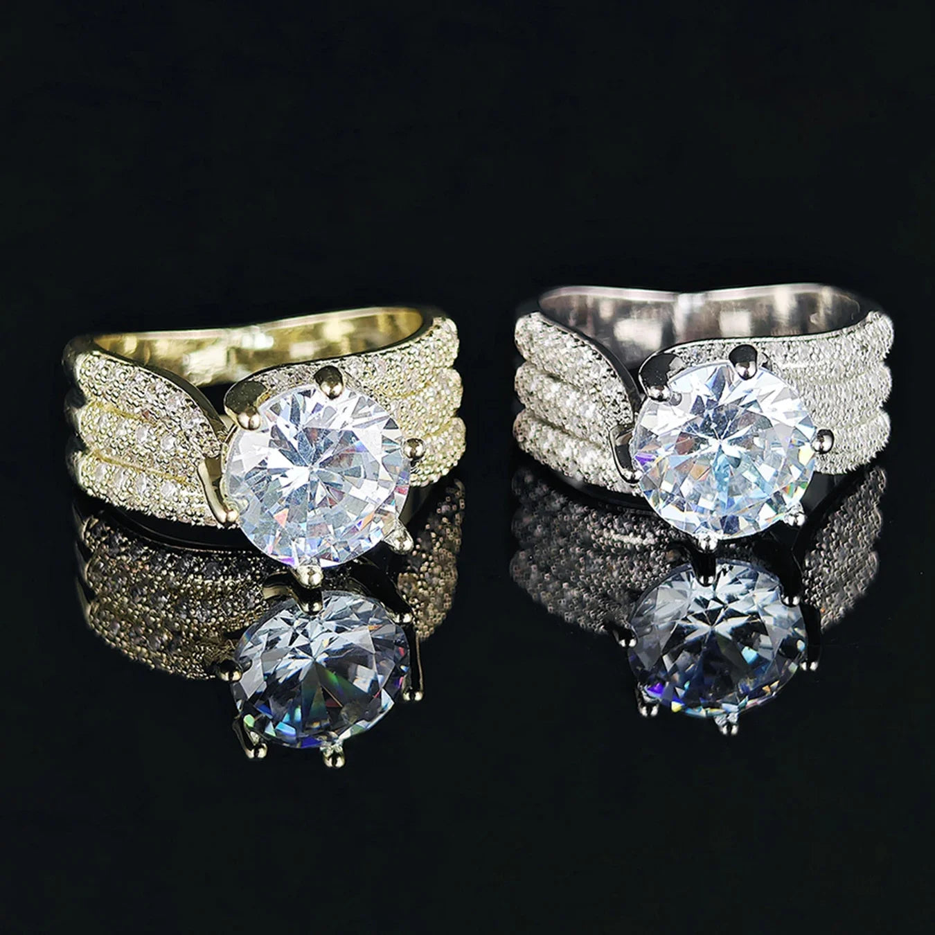 10MM Cubic Zirconia Wedding Bands Ring for Women Luxury Crystal CZ Ring Engagement Accessories