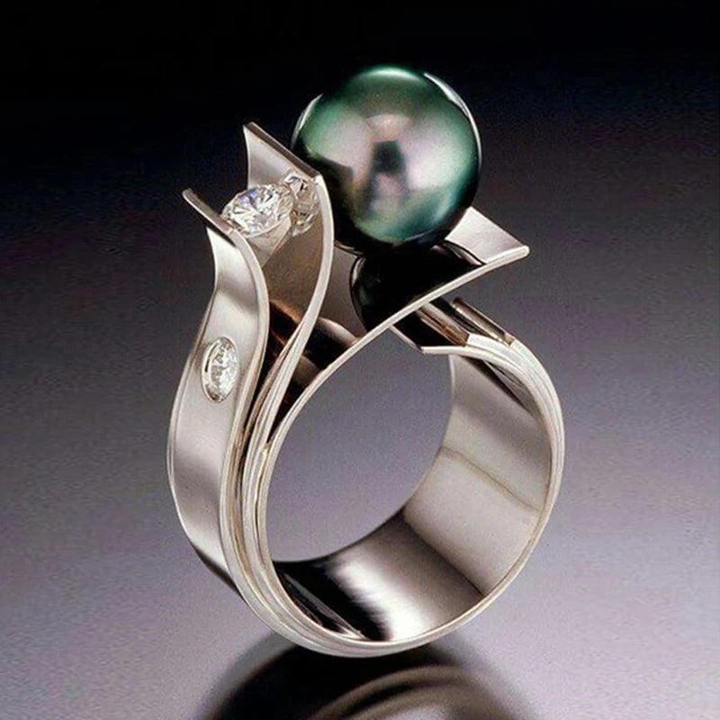 Graceful Engagement Rings with Imitation Pearl Delicate Bright Wedding Engagement Jewelry Women’s Gentle Gifts Accessory