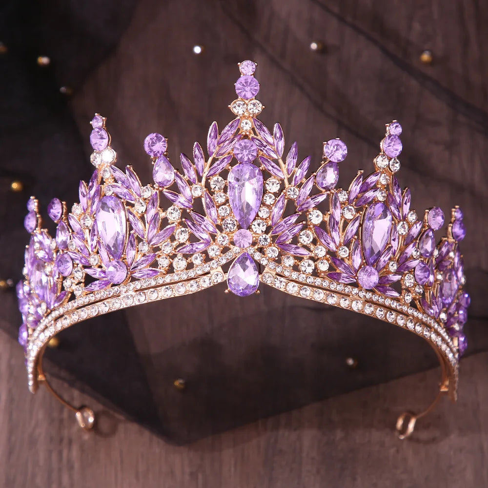 12 Colors Baroque Crystal Flower Tiara For Women Girl Party Luxury Bridal Diadem Bride Rhinestone Crown Hair Accessories Jewelry