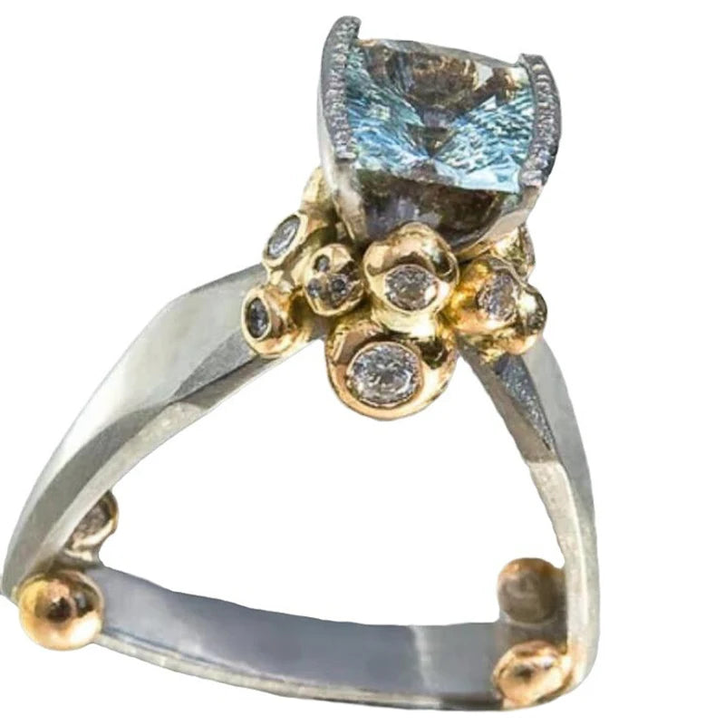 Modern Stylish Rings with Light Blue Cubic Zirconia Fresh Fashion Party Jewelry for Women Delicate Engagement Accessories