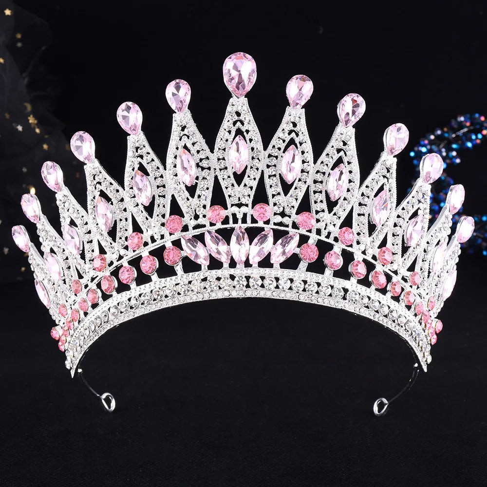 12 Colors Vintage Luxury Baroque Water Drop Crystal Tiaras Crowns For Women Wedding Party Bridal Hair Dress Jewelry Accessories