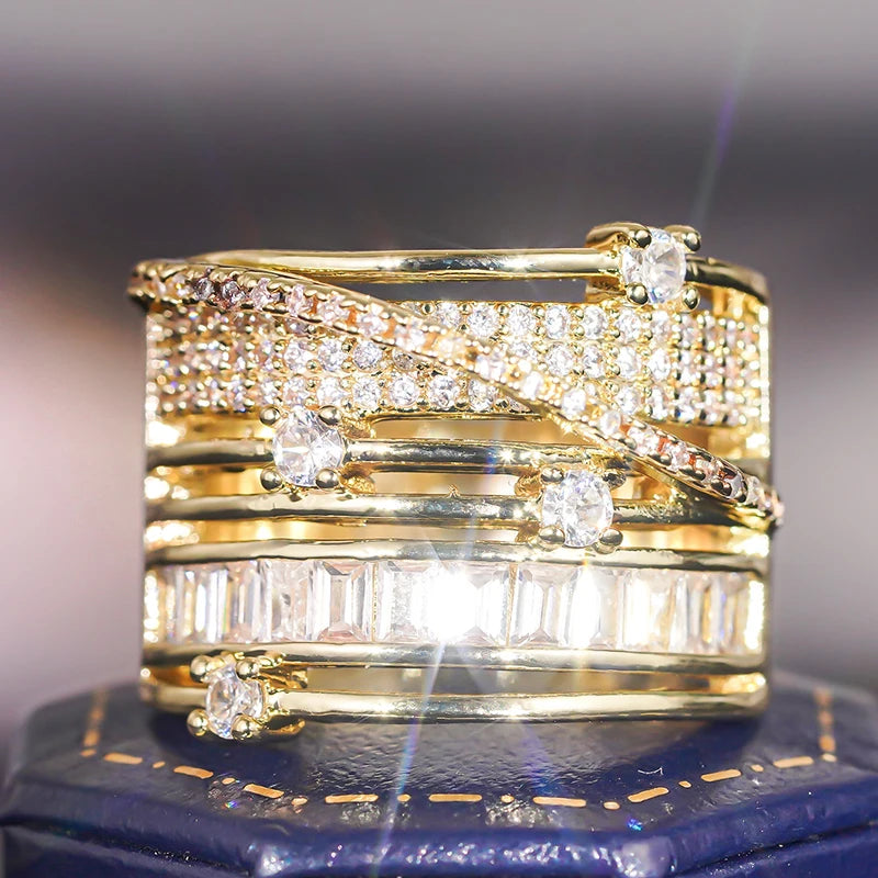 Trendy Rings for Women Delicate Fashionable Brilliant Accessories Delicate Engagement Party Jewelry