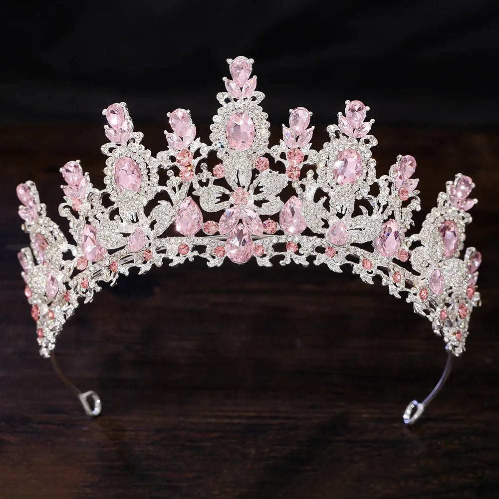 Luxury Water Drop Crystal Flower Bridal Tiaras Crown Rhinestone Pageant Diadem Headpieces Wedding Hair Accessories