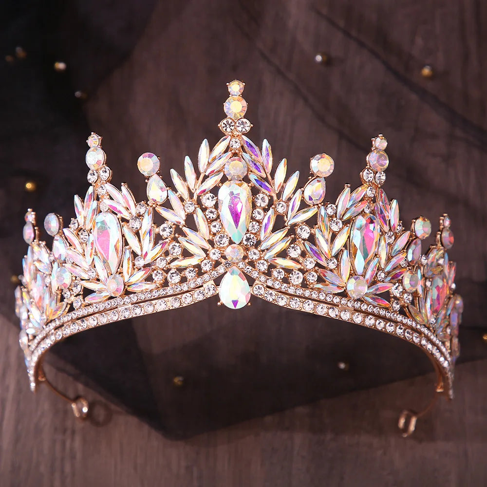 12 Colors Baroque Crystal Flower Tiara For Women Girl Party Luxury Bridal Diadem Bride Rhinestone Crown Hair Accessories Jewelry