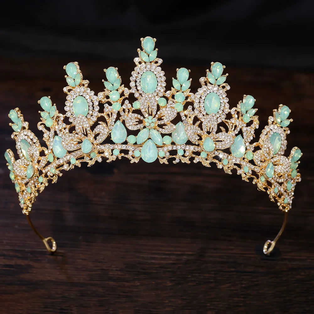 Luxury Water Drop Crystal Flower Bridal Tiaras Crown Rhinestone Pageant Diadem Headpieces Wedding Hair Accessories