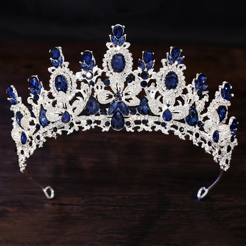 Luxury Water Drop Crystal Flower Bridal Tiaras Crown Rhinestone Pageant Diadem Headpieces Wedding Hair Accessories