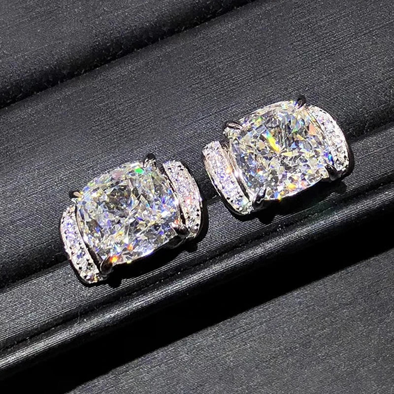 Women's CZ Stud Earrings Crystal Silver Color Luxury Trendy New Earrings Wedding Party Temperament Jewelry