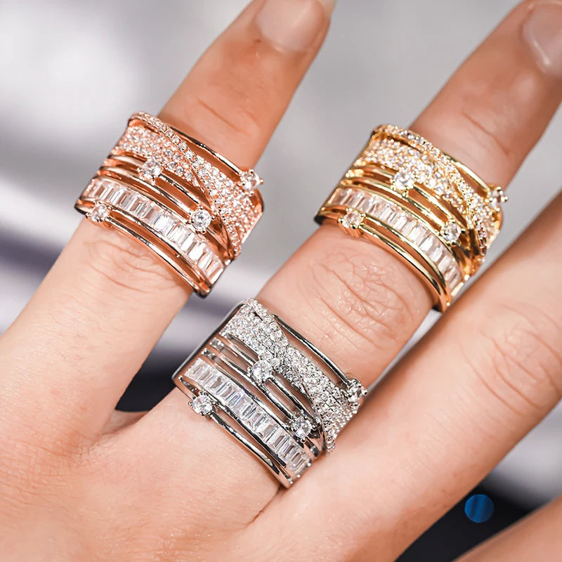 Trendy Rings for Women Delicate Fashionable Brilliant Accessories Delicate Engagement Party Jewelry