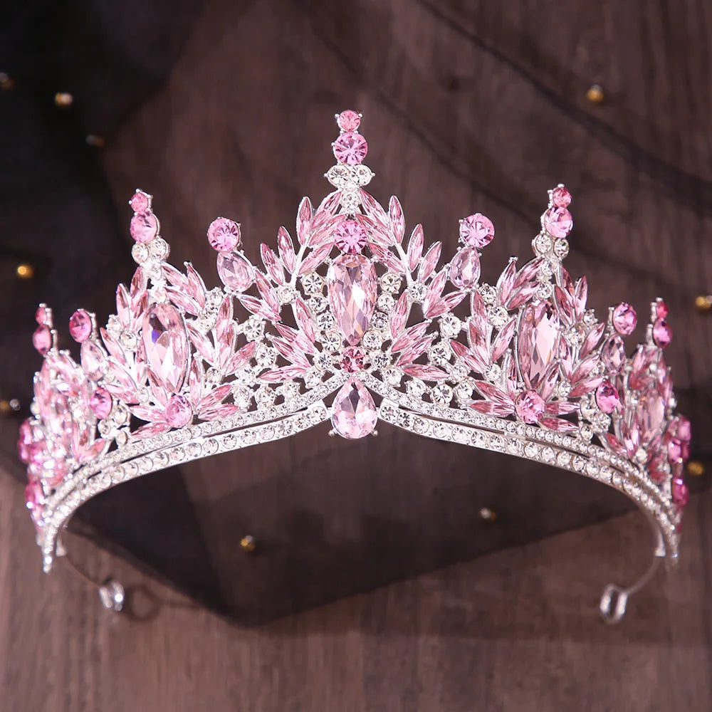 12 Colors Baroque Crystal Flower Tiara For Women Girl Party Luxury Bridal Diadem Bride Rhinestone Crown Hair Accessories Jewelry