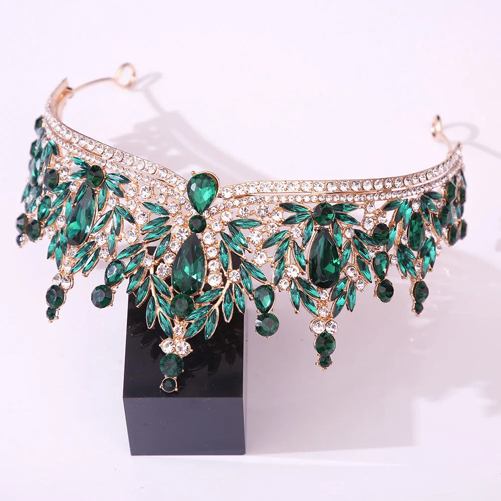 12 Colors Baroque Crystal Flower Tiara For Women Girl Party Luxury Bridal Diadem Bride Rhinestone Crown Hair Accessories Jewelry