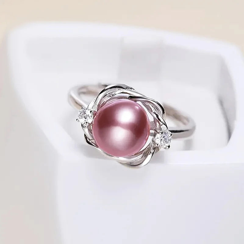Romantic Rings with Pink Imitation Pearl Fashion Stylish Finger Accessory for Engagement Dainty Wedding Jewelry