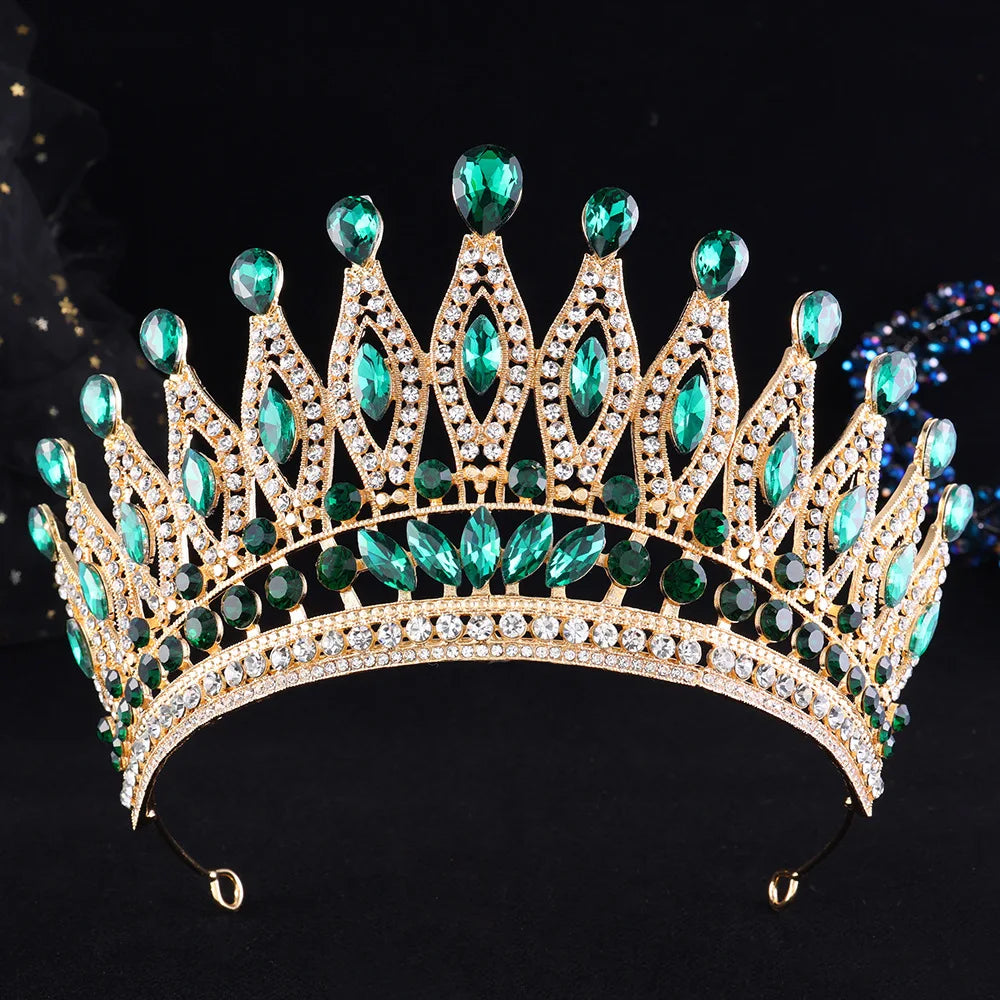 12 Colors Vintage Luxury Baroque Water Drop Crystal Tiaras Crowns For Women Wedding Party Bridal Hair Dress Jewelry Accessories