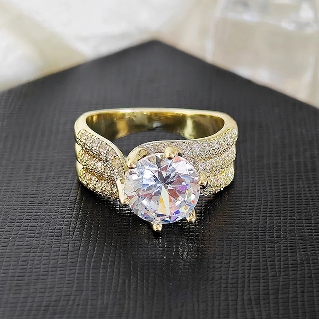 10MM Cubic Zirconia Wedding Bands Ring for Women Luxury Crystal CZ Ring Engagement Accessories