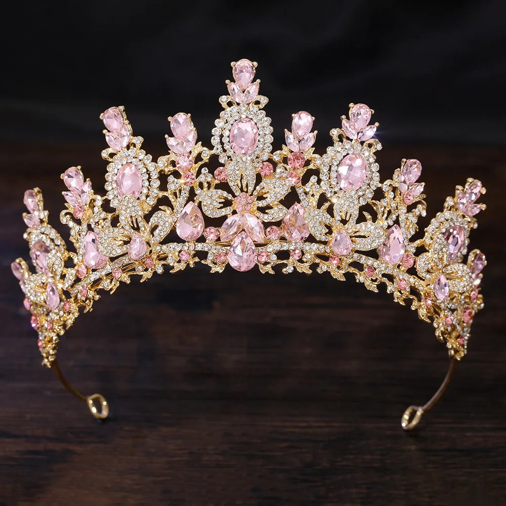 Luxury Water Drop Crystal Flower Bridal Tiaras Crown Rhinestone Pageant Diadem Headpieces Wedding Hair Accessories