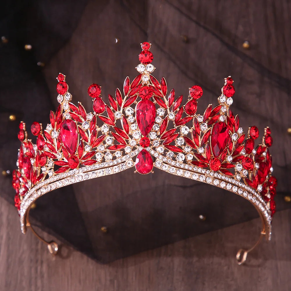 12 Colors Baroque Crystal Flower Tiara For Women Girl Party Luxury Bridal Diadem Bride Rhinestone Crown Hair Accessories Jewelry