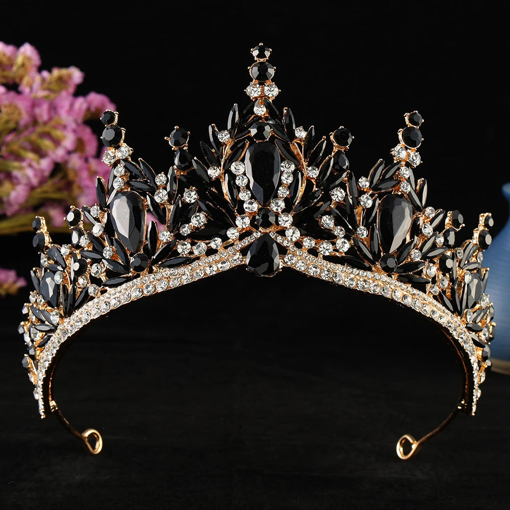 Luxury Water Drop Crystal Opal Bridal Tiara For Women Girls Headband Wedding Birthday Party Crown Hair Dress Accessories