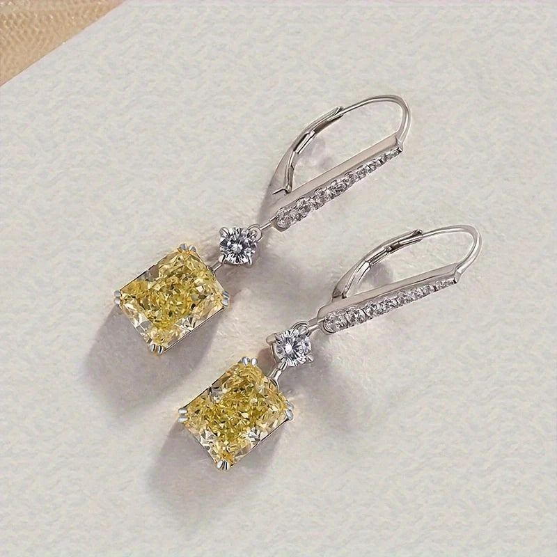 Temperament Yellow CZ Dangle Earrings for Women Modern Fashion Newly Designed Bridal Wedding Earrings