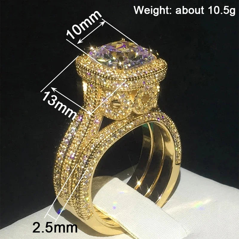 Graceful 3Pcs Rings for Engagement Luxury Bright Trendy Chic Accessories for Women Delicate Charming Stylish Jewelry Set