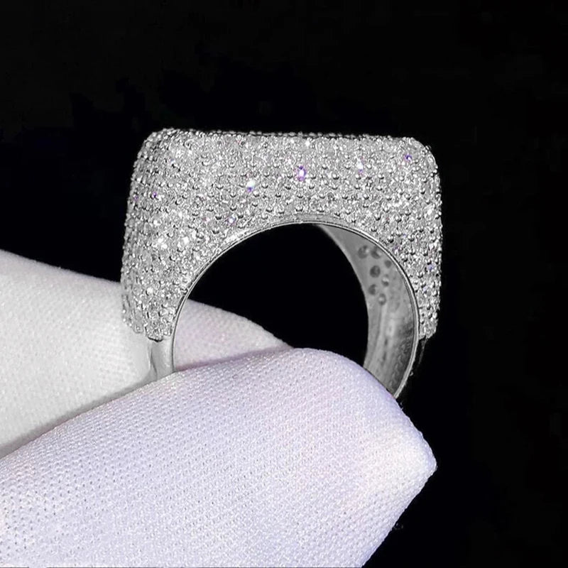 Geometric Square Shaped Cubic Zirconia Women Rings for Wedding Engagement Band Accessories Sparkling Trendy Jewelry