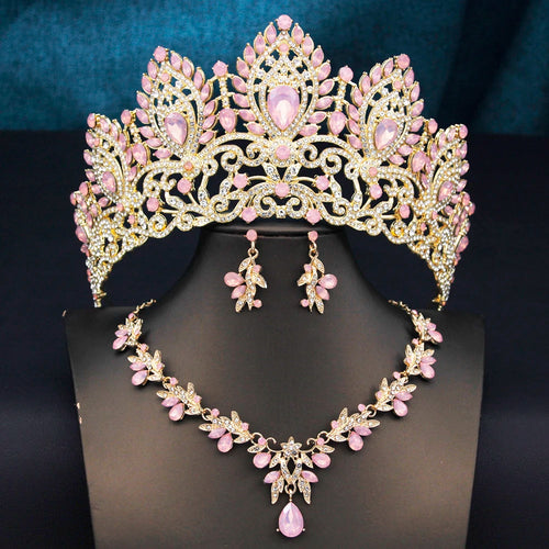 11 Colors Bridal Jewelry Sets Tiaras and necklace earrings for Women Brides Wedding Crown Party Birthday Pageant Princess Gifts