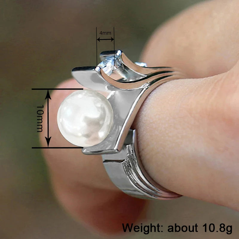 Graceful Engagement Rings with Imitation Pearl Delicate Bright Wedding Engagement Jewelry Women’s Gentle Gifts Accessory