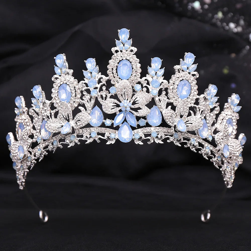 Luxury Water Drop Crystal Flower Bridal Tiaras Crown Rhinestone Pageant Diadem Headpieces Wedding Hair Accessories