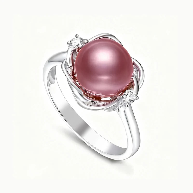 Romantic Rings with Pink Imitation Pearl Fashion Stylish Finger Accessory for Engagement Dainty Wedding Jewelry
