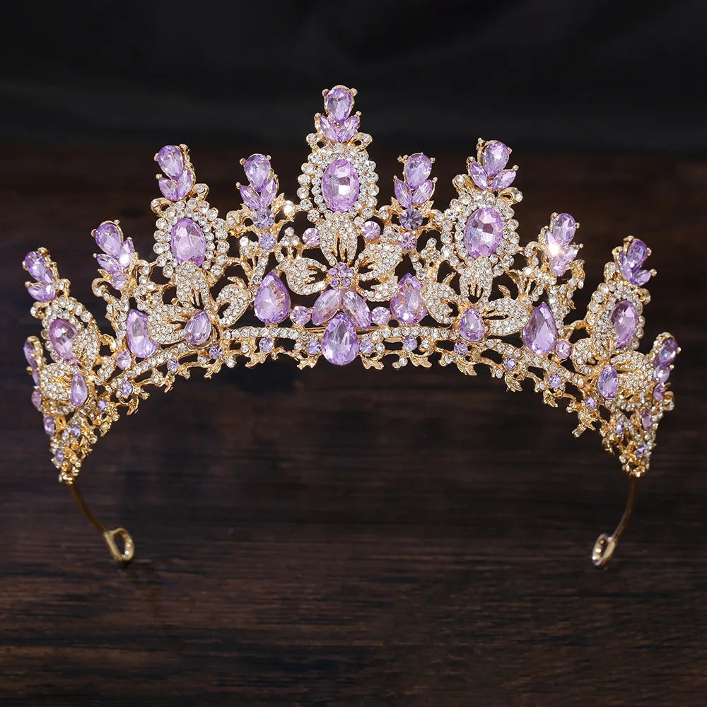 Luxury Water Drop Crystal Flower Bridal Tiaras Crown Rhinestone Pageant Diadem Headpieces Wedding Hair Accessories