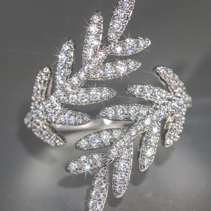 Fashion Opening Rings with Shiny Cubic Zirconia Delicate Elegant Female Accessories Temperament Party Jewelry