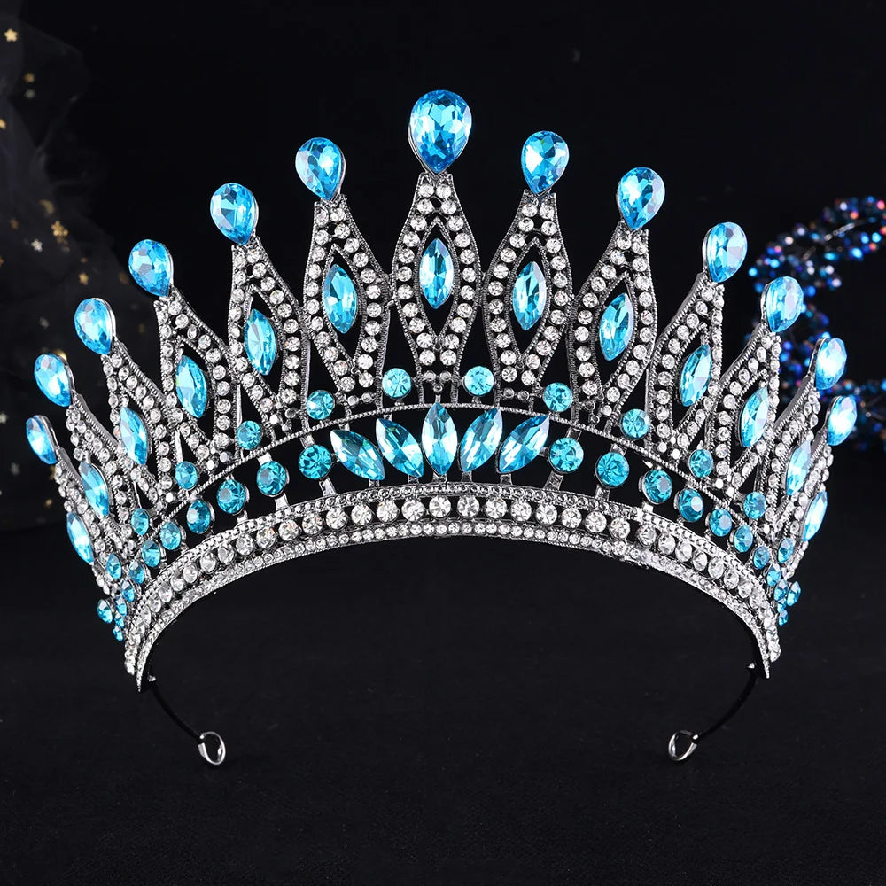 12 Colors Vintage Luxury Baroque Water Drop Crystal Tiaras Crowns For Women Wedding Party Bridal Hair Dress Jewelry Accessories