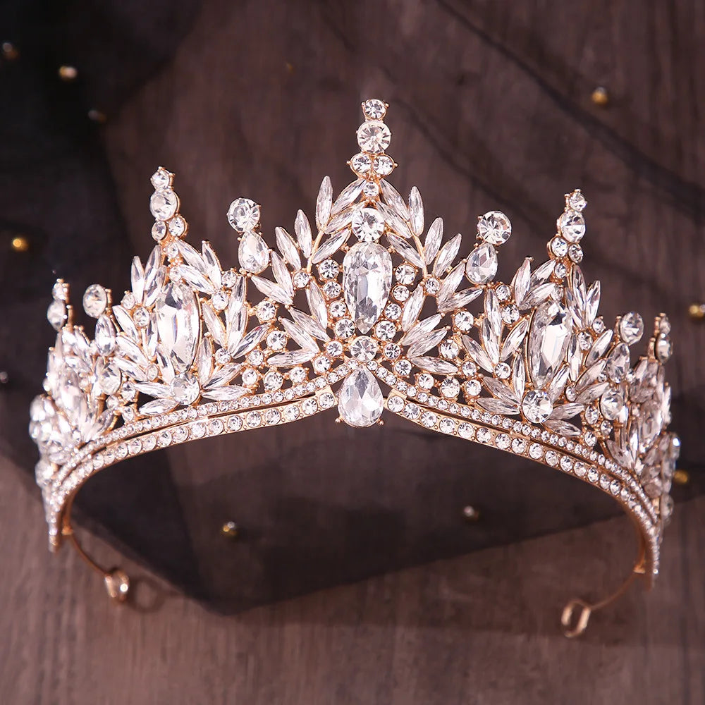 12 Colors Baroque Crystal Flower Tiara For Women Girl Party Luxury Bridal Diadem Bride Rhinestone Crown Hair Accessories Jewelry