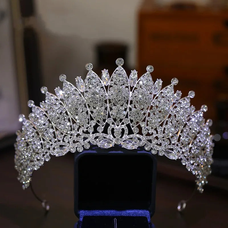 Luxury Full Rhinestone Water Drop Bridal Tiaras CZ Crown Crystal Pageant Prom Diadem Headpieces Wedding Hair Accessories