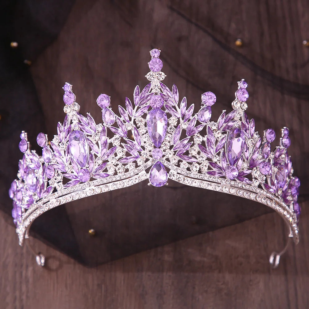 12 Colors Baroque Crystal Flower Tiara For Women Girl Party Luxury Bridal Diadem Bride Rhinestone Crown Hair Accessories Jewelry