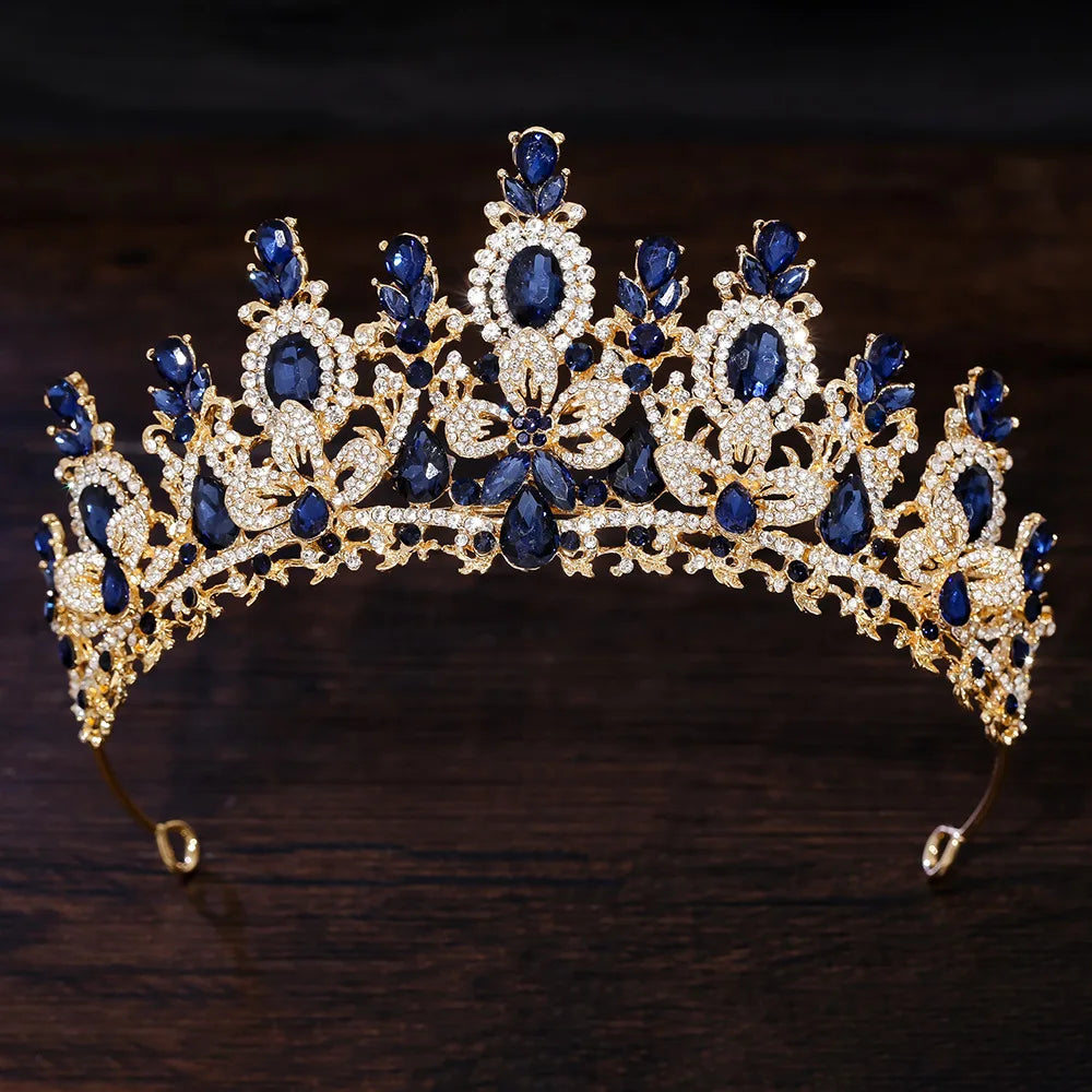 Luxury Water Drop Crystal Flower Bridal Tiaras Crown Rhinestone Pageant Diadem Headpieces Wedding Hair Accessories