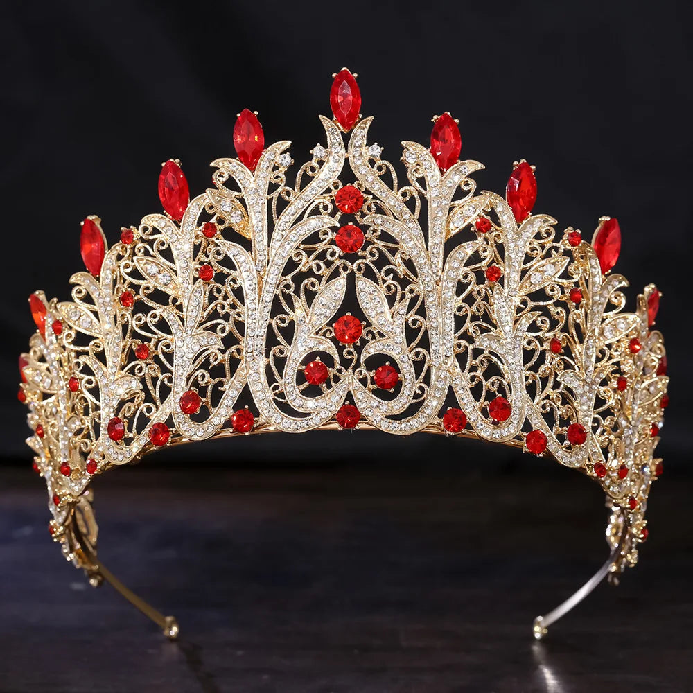 6 Colors Baroque Vintage Water Drop Bridal Crown Princess Big Tiara for Party Birthday Wedding Dress Hair Jewelry