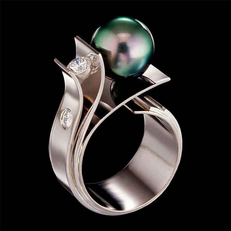 Graceful Engagement Rings with Imitation Pearl Delicate Bright Wedding Engagement Jewelry Women’s Gentle Gifts Accessory