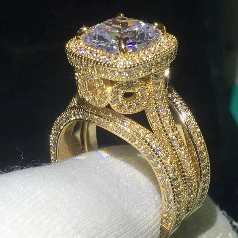 Graceful 3Pcs Rings for Engagement Luxury Bright Trendy Chic Accessories for Women Delicate Charming Stylish Jewelry Set