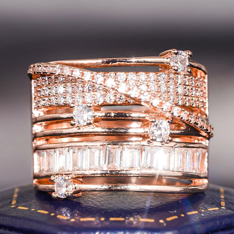 Trendy Rings for Women Delicate Fashionable Brilliant Accessories Delicate Engagement Party Jewelry